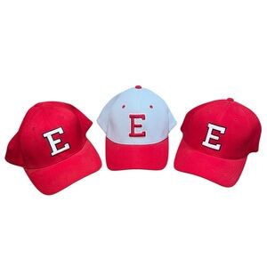 Lot of (3) Elyria High School Ohio Baseball Hats Caps SM-MED Ohio Pioneers Y2K